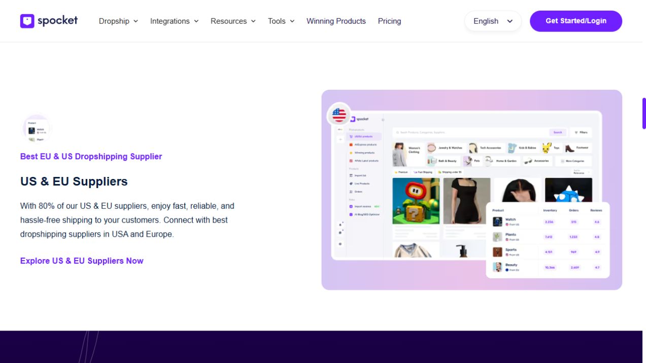 Screenshot of uS and EU supplier discovery